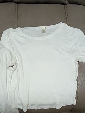 Bozzolo White Ribbed Long Sleeve Top